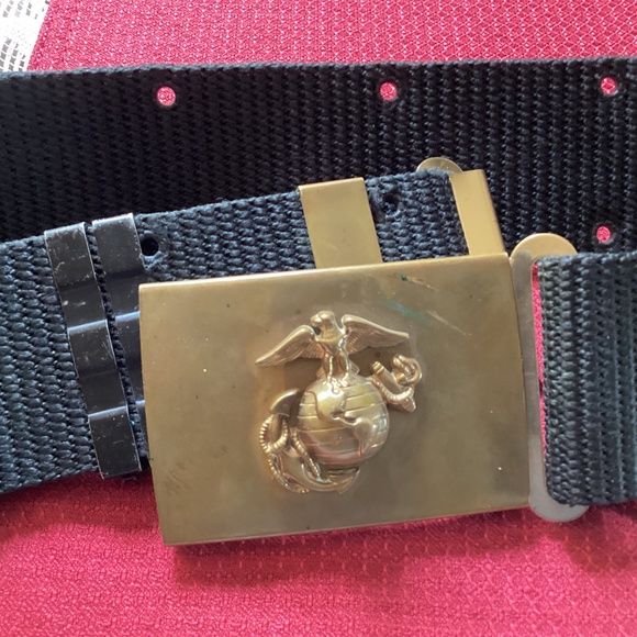 Military Marine Web belt utility belt black with brass buckle - Picture 2 of 2